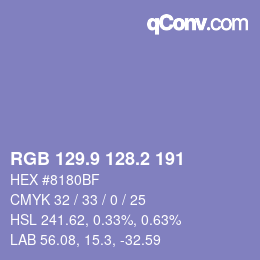 カラーコード: RGB 129.9 128.2 191 | qconv.com