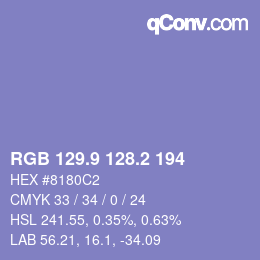 カラーコード: RGB 129.9 128.2 194 | qconv.com