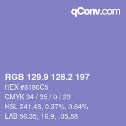 カラーコード: RGB 129.9 128.2 197 | qconv.com
