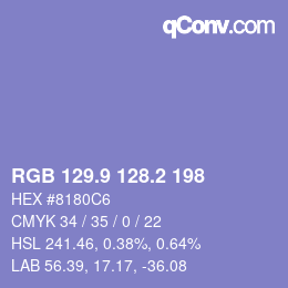 カラーコード: RGB 129.9 128.2 198 | qconv.com