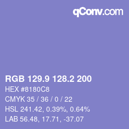 Color code: RGB 129.9 128.2 200 | qconv.com