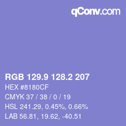 カラーコード: RGB 129.9 128.2 207 | qconv.com