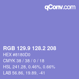 カラーコード: RGB 129.9 128.2 208 | qconv.com