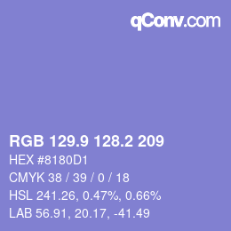 カラーコード: RGB 129.9 128.2 209 | qconv.com