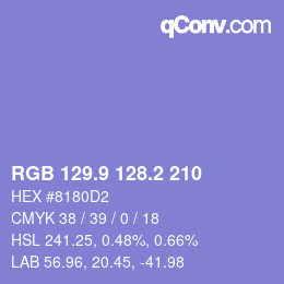 カラーコード: RGB 129.9 128.2 210 | qconv.com