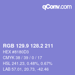 カラーコード: RGB 129.9 128.2 211 | qconv.com