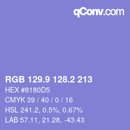 カラーコード: RGB 129.9 128.2 213 | qconv.com