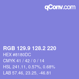 カラーコード: RGB 129.9 128.2 220 | qconv.com