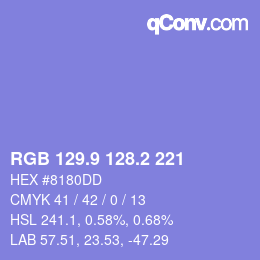 カラーコード: RGB 129.9 128.2 221 | qconv.com
