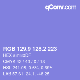 カラーコード: RGB 129.9 128.2 223 | qconv.com