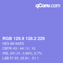 カラーコード: RGB 129.9 128.2 229 | qconv.com