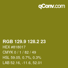 カラーコード: RGB 129.9 128.2 23 | qconv.com