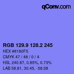 カラーコード: RGB 129.9 128.2 245 | qconv.com