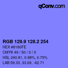 カラーコード: RGB 129.9 128.2 254 | qconv.com