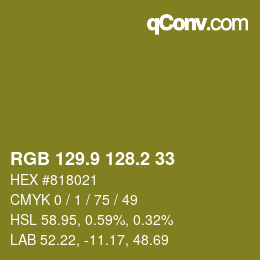 カラーコード: RGB 129.9 128.2 33 | qconv.com