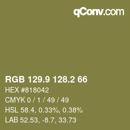 Color code: RGB 129.9 128.2 66 | qconv.com
