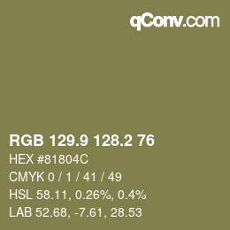 Color code: RGB 129.9 128.2 76 | qconv.com