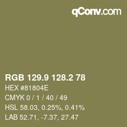 Color code: RGB 129.9 128.2 78 | qconv.com