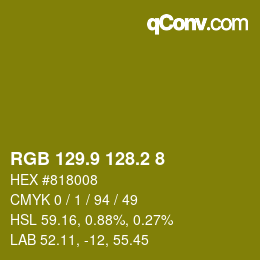 カラーコード: RGB 129.9 128.2 8 | qconv.com