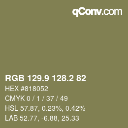 Color code: RGB 129.9 128.2 82 | qconv.com