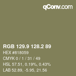 Color code: RGB 129.9 128.2 89 | qconv.com