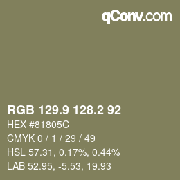 Color code: RGB 129.9 128.2 92 | qconv.com