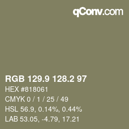 Color code: RGB 129.9 128.2 97 | qconv.com