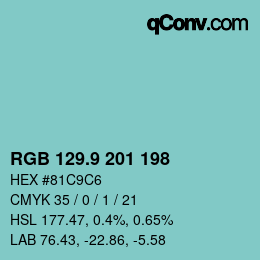 Color code: RGB 129.9 201 198 | qconv.com
