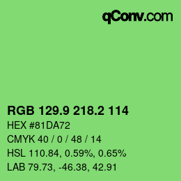 カラーコード: RGB 129.9 218.2 114 | qconv.com