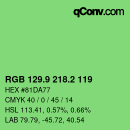 カラーコード: RGB 129.9 218.2 119 | qconv.com