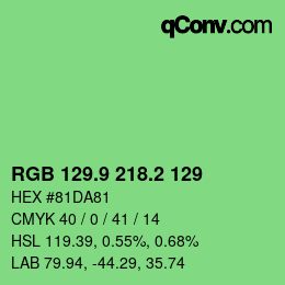 カラーコード: RGB 129.9 218.2 129 | qconv.com