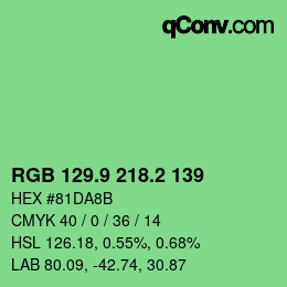 カラーコード: RGB 129.9 218.2 139 | qconv.com