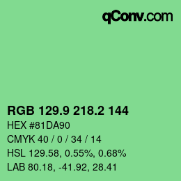 カラーコード: RGB 129.9 218.2 144 | qconv.com