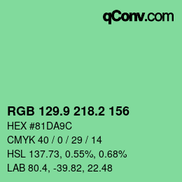 カラーコード: RGB 129.9 218.2 156 | qconv.com