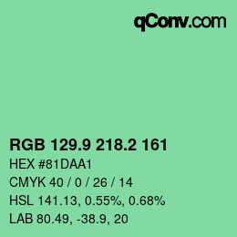 カラーコード: RGB 129.9 218.2 161 | qconv.com
