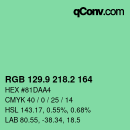 カラーコード: RGB 129.9 218.2 164 | qconv.com