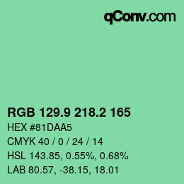 カラーコード: RGB 129.9 218.2 165 | qconv.com