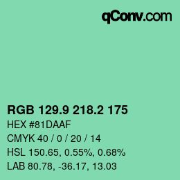 カラーコード: RGB 129.9 218.2 175 | qconv.com