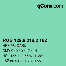 カラーコード: RGB 129.9 218.2 182 | qconv.com