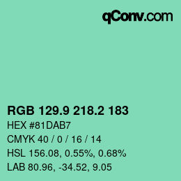 カラーコード: RGB 129.9 218.2 183 | qconv.com