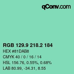 カラーコード: RGB 129.9 218.2 184 | qconv.com