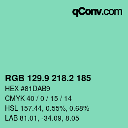 カラーコード: RGB 129.9 218.2 185 | qconv.com