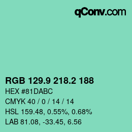 カラーコード: RGB 129.9 218.2 188 | qconv.com