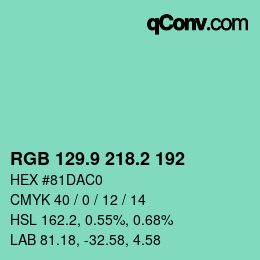 Color code: RGB 129.9 218.2 192 | qconv.com