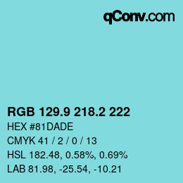 Color code: RGB 129.9 218.2 222 | qconv.com