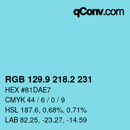 Color code: RGB 129.9 218.2 231 | qconv.com