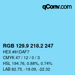 Color code: RGB 129.9 218.2 247 | qconv.com