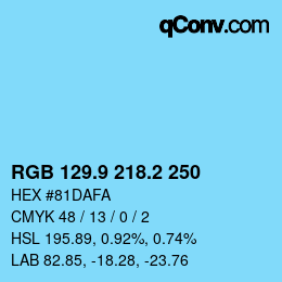 Color code: RGB 129.9 218.2 250 | qconv.com