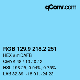 Color code: RGB 129.9 218.2 251 | qconv.com