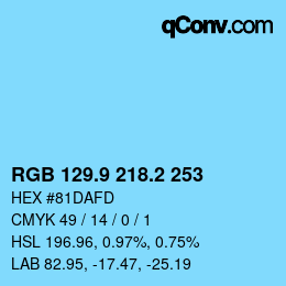 カラーコード: RGB 129.9 218.2 253 | qconv.com